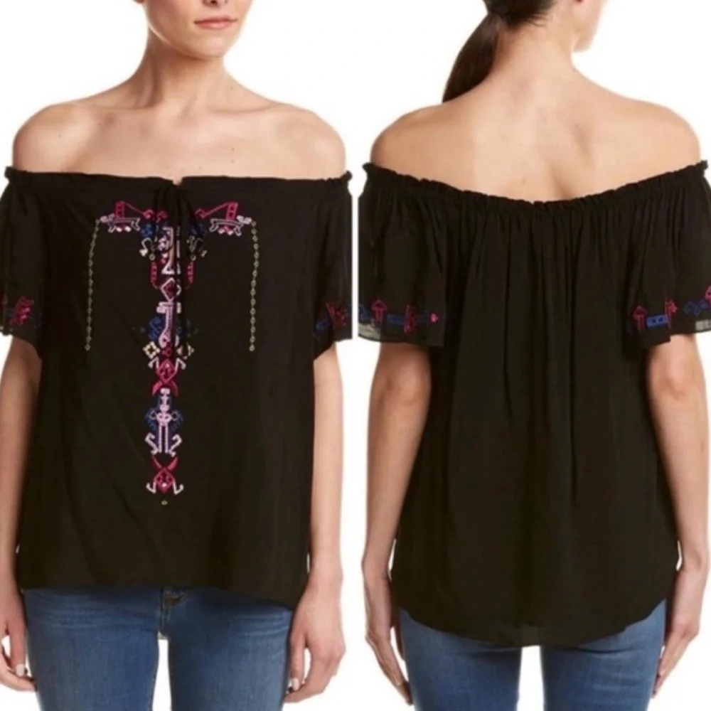 Parker Black Blouse with Pink Embroidery - Picture 7 of 7